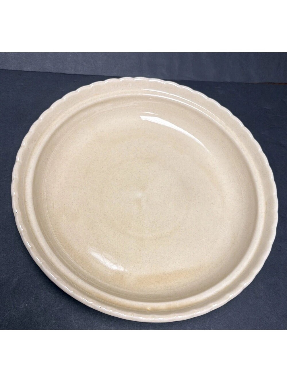 Vintage Lillian Vernon Pumpkin Pie Plate Pan Bottom Scalloped Edge Ceramic 11.25